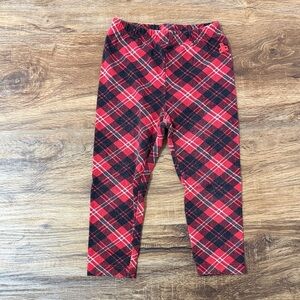 GAP Red and Black Plaid Toddler Girls Leggings size 18-24M Cotton